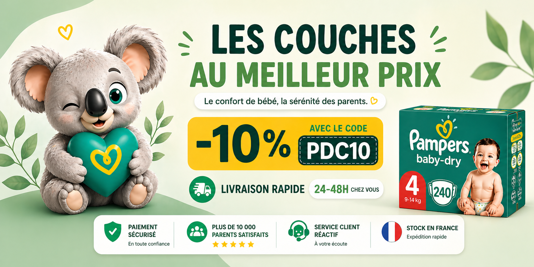 Couches Pampers pas ch&egrave;res - livraison rapide - Place des Couches